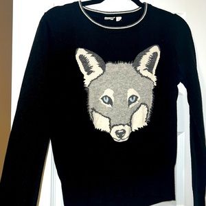 GAP Black Shimmery Wolf Face Motif Sweater